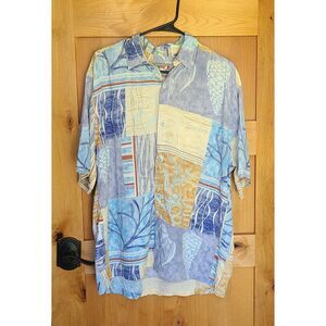 Jams World Blue Coral Sea Breeze Tropical Resort Resortwear Button Down MEDIUM M